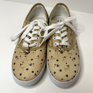 Bradford Exchange I Love Pugs Low Top Sneakers Tennis Shoes Dog Paw Prints 7.5